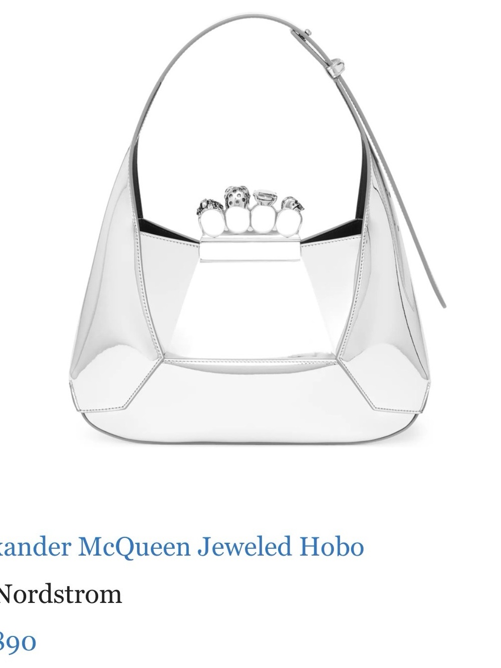 Alexander McQueen Mini Metallic Silver Jeweled Hobo